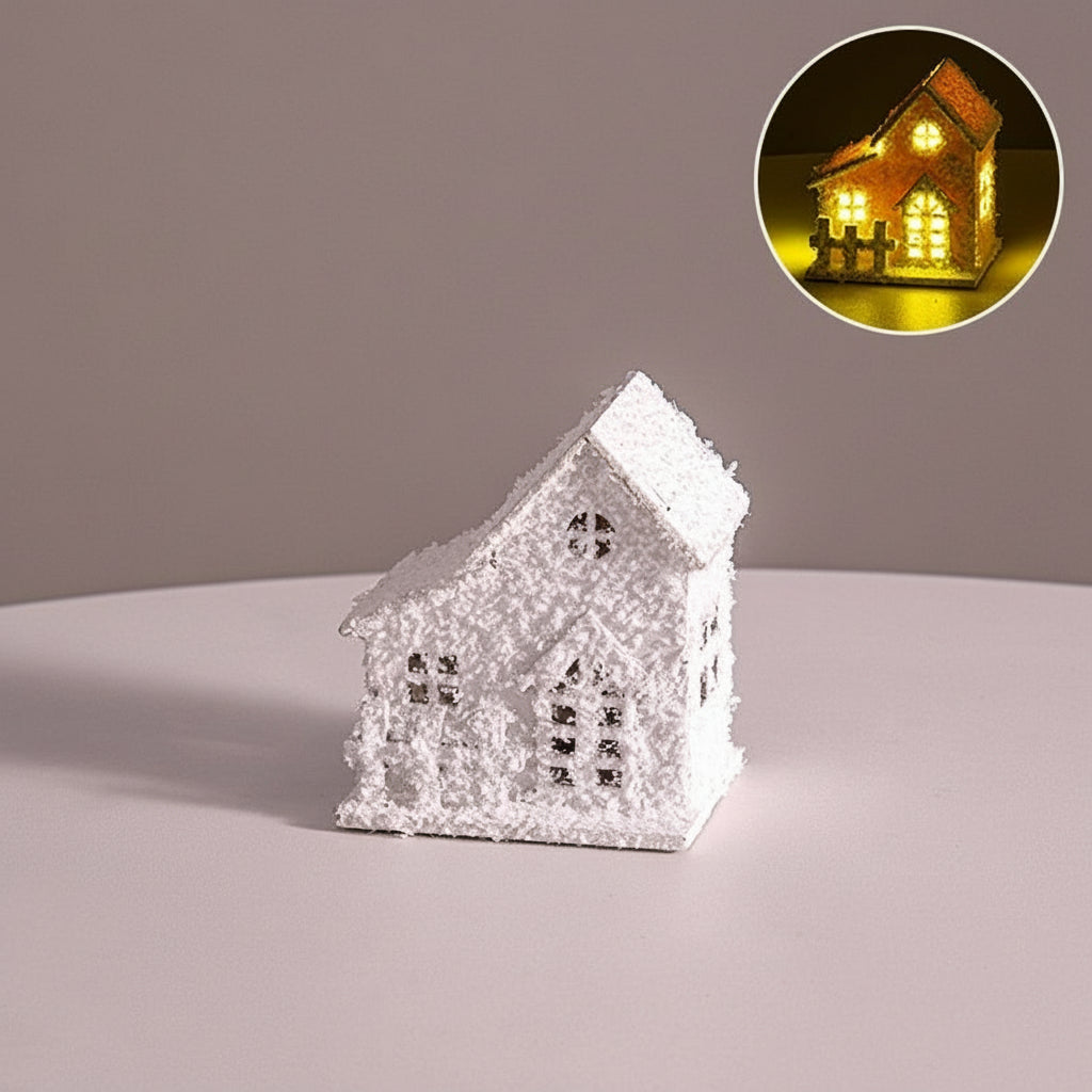 Cute Elk & Snow House Christmas Ornaments – Glowing Holiday Tree Decorations for New Year Atmosphere, Xmas Gifts & Seasonal Displays
