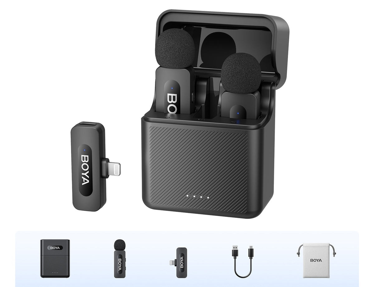 Wireless Lavalier Lapel Microphone – Rechargeable Noise-Cancelling Clip-On Mic for iPhone, Android, Camera, Live Streaming & Vlogging