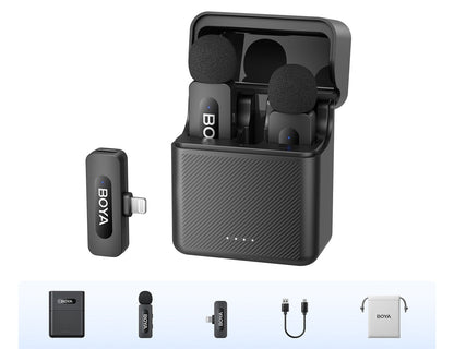Wireless Lavalier Lapel Microphone – Rechargeable Noise-Cancelling Clip-On Mic for iPhone, Android, Camera, Live Streaming & Vlogging