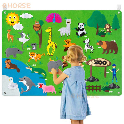 Zoo Animal Felt Story Board - Montessori Storytelling Activity Set for Interactive Learning and Imaginative Play