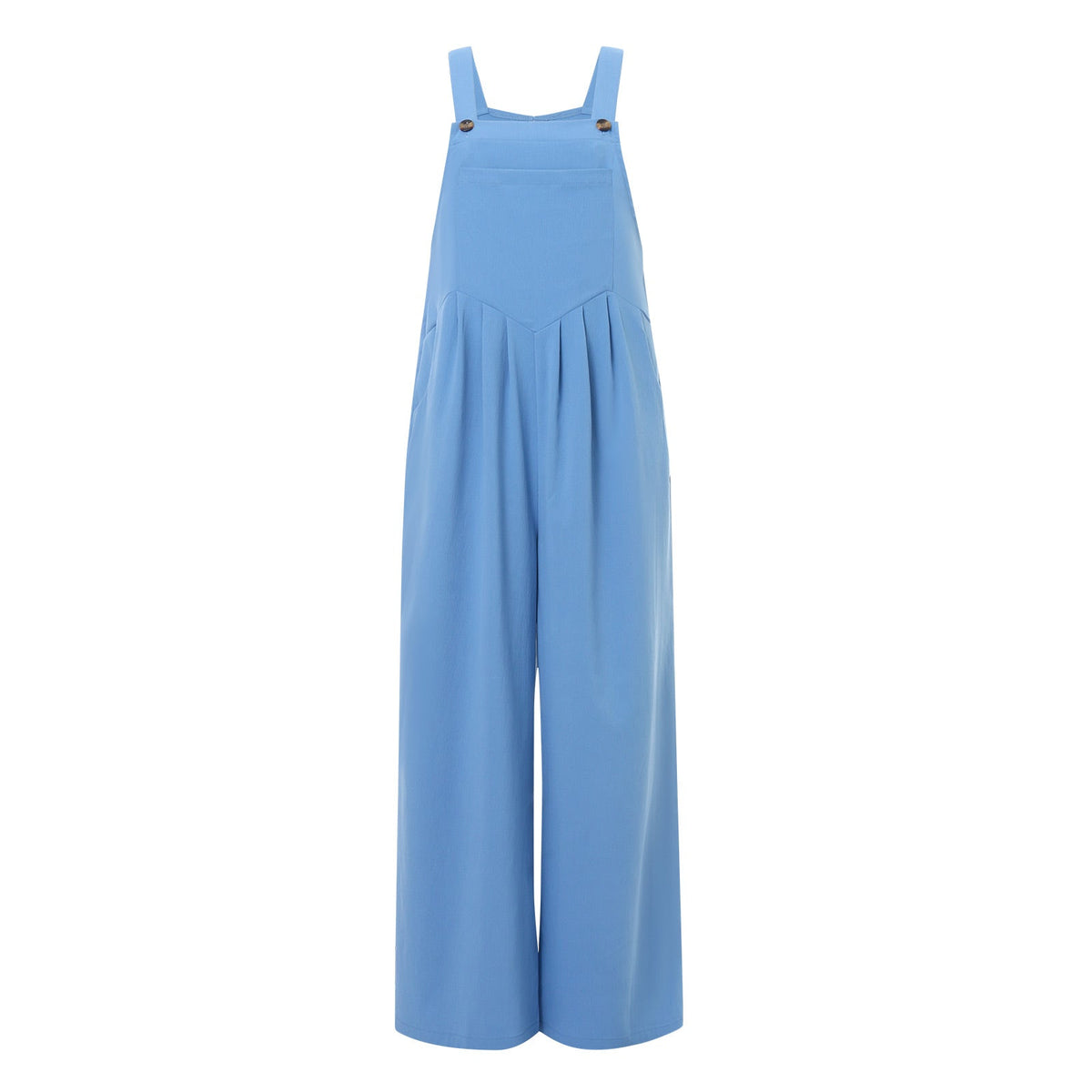 Women’s Loose Fit Jumpsuit – Trendy Solid Color Wide-Leg Suspender Overalls with Buttons & Pockets for Casual Streetwear Fashion