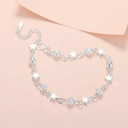 Sterling Silver Heart Zircon Bracelet – 925 Sparkling Adjustable Chain Jewelry with Elegant Korean Design for Women, Romantic Gifts and Parties