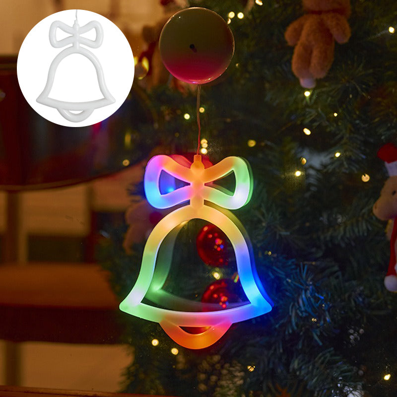 Battery-Powered Window Wall Lights – Snowflake, Stocking & Bell Designs with Suction Cups for Holiday Decor, Ramadan Ambience, and Festive Home Styling