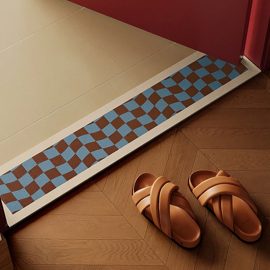 Non-Slip Bathroom Floor Mat – Water-Absorbing Diatom Mud Rug with Striped Design for Showers, Doorways and Quick-Drying Everyday Bathroom Comfort