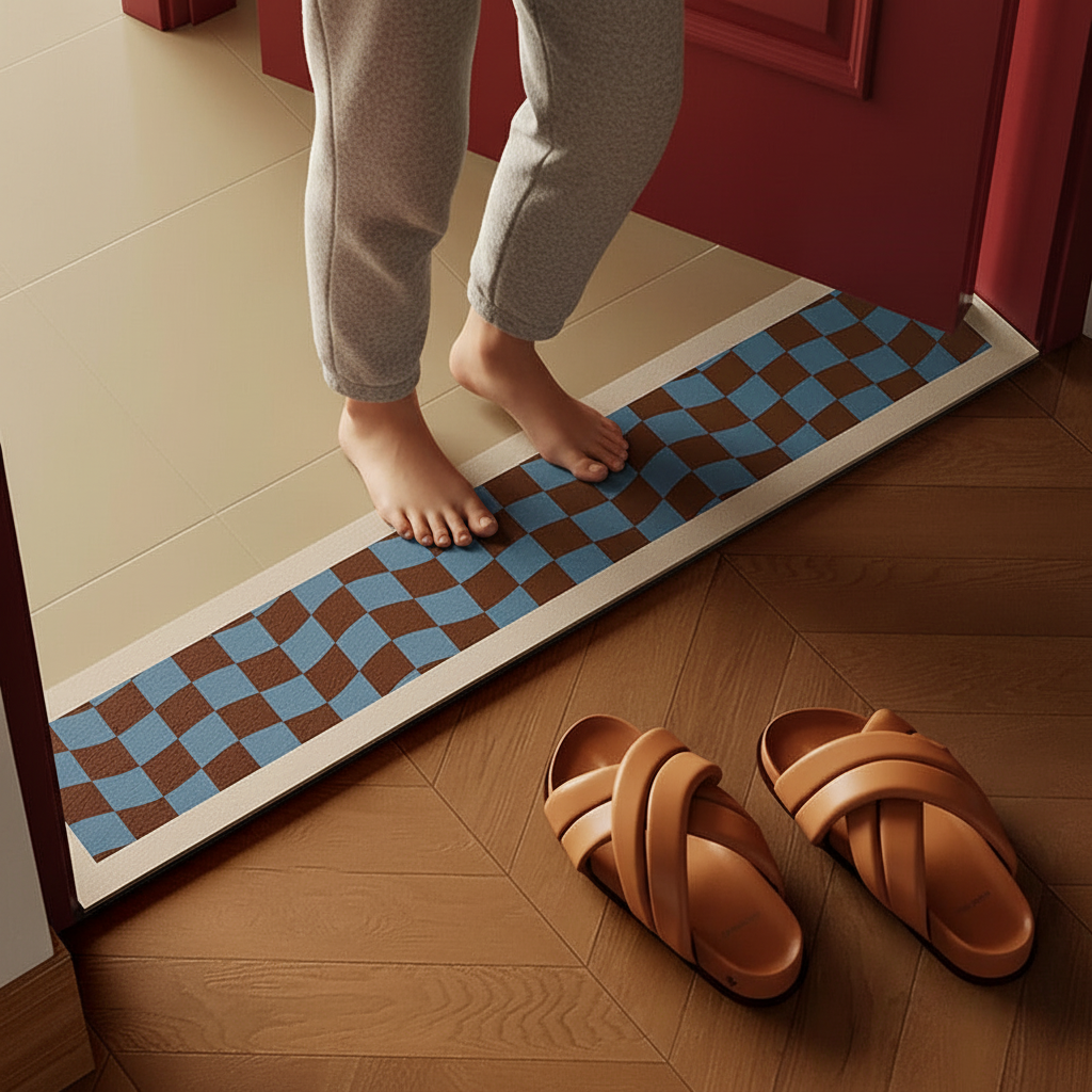 Non-Slip Bathroom Floor Mat – Water-Absorbing Diatom Mud Rug with Striped Design for Showers, Doorways and Quick-Drying Everyday Bathroom Comfort