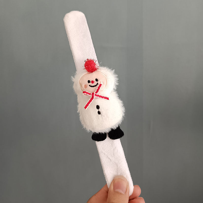 Christmas Plush Clap Bracelet Set – Cute Elk & Snowman Slap Wrist Bands for Kids, Holiday Gifts, Games & New Year Decorations