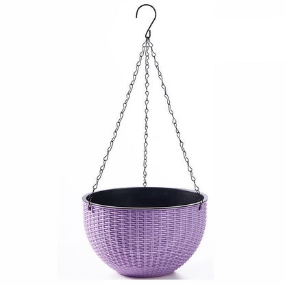 Hanging Plastic Flower Pot – European Honeycomb Pattern Imitation Rattan Basket for Indoor Plants, Balcony Decor and Vertical Gardening