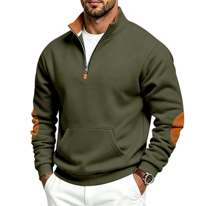 Men's Fleece Lined Sweatshirt – Thick Stand Collar Zip Up Pullover for Autumn Winter Casual Streetwear, Outdoor Comfort and Warmth
