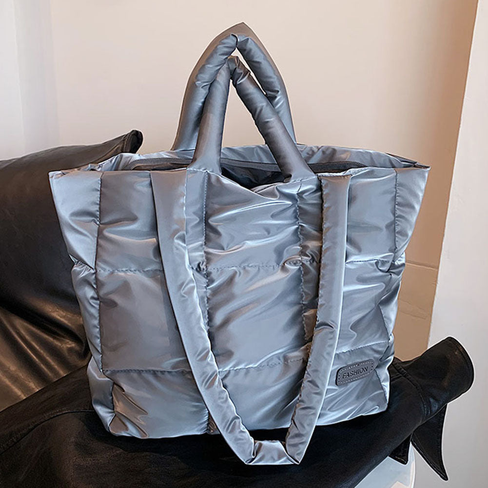 Puffer Quilted Cotton Shoulder Large Tote Bag – Cloud Handbag with Padded Design for Women, Lightweight Casual Shopping Purse for Daily Travel & Essentials