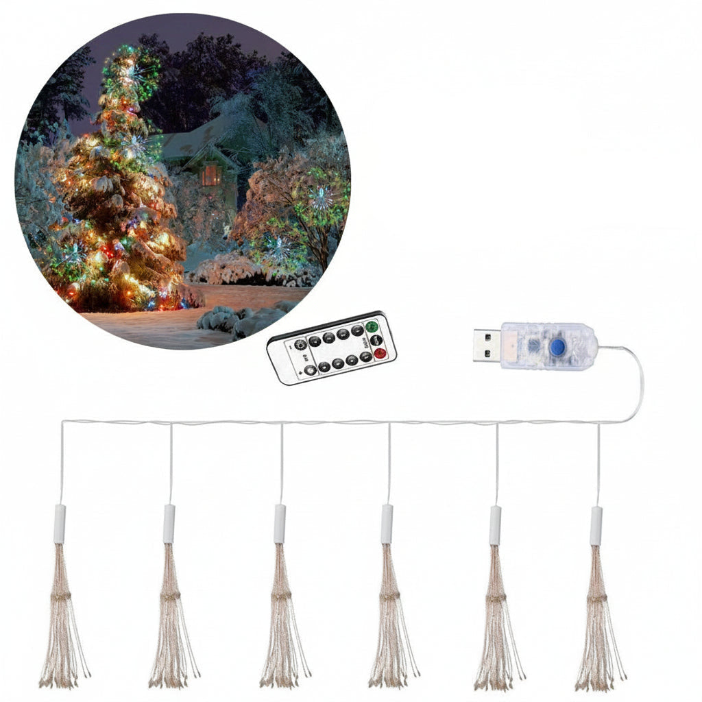 USB Hanging Firework Light – 270-LED DIY Starburst Fairy Lamp for Christmas, Garden Décor, Festival Garlands & Holiday Ambience