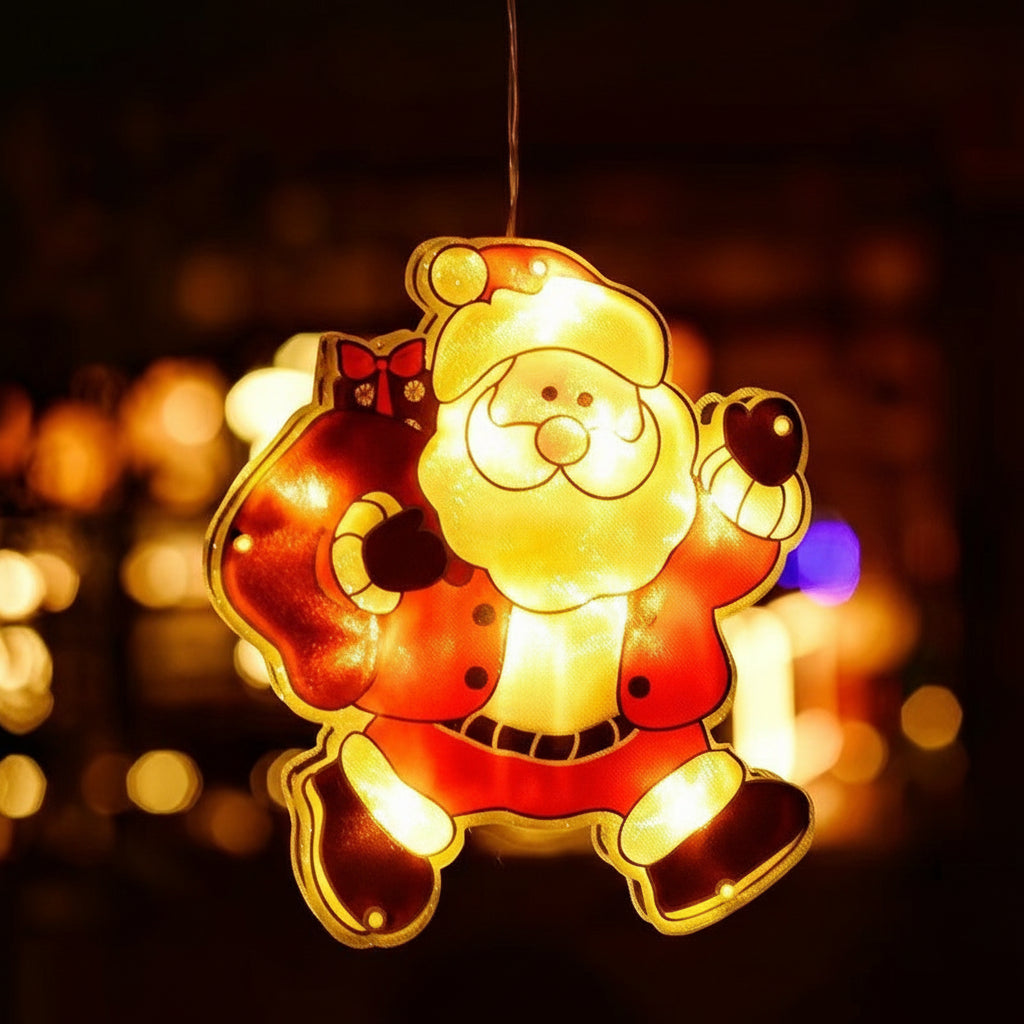 LED Suction-Cup Christmas Hanging Lamp – Santa & Snowman Holiday Window Light for Home Décor, Party Displays, New Year Celebrations & Xmas Gifts