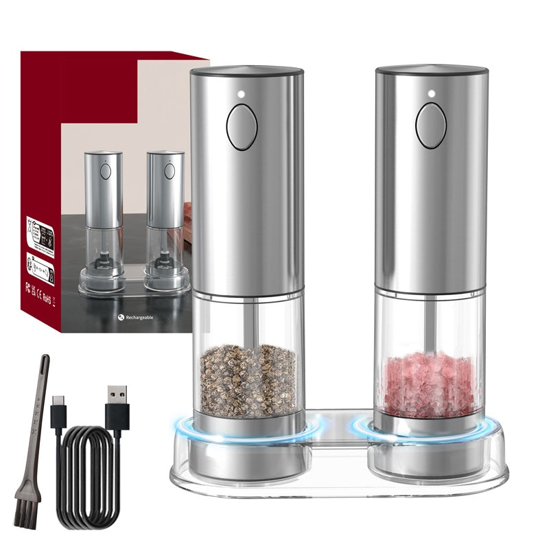 USB Rechargeable Electric Salt & Pepper Grinder Set – Adjustable Mill with Large Capacity for Home & Kitchen Use
