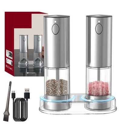 USB Rechargeable Electric Salt & Pepper Grinder Set – Adjustable Mill with Large Capacity for Home & Kitchen Use