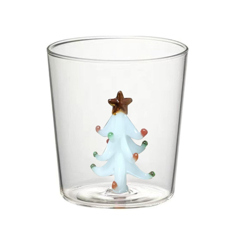 Christmas Tree Drinking Glass – 3D Double-Layer Wine and Water Goblet with Internal Holiday Figurine, Creative Festive Cup Gift Idea