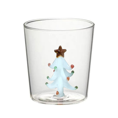 Christmas Tree Drinking Glass – 3D Double-Layer Wine and Water Goblet with Internal Holiday Figurine, Creative Festive Cup Gift Idea