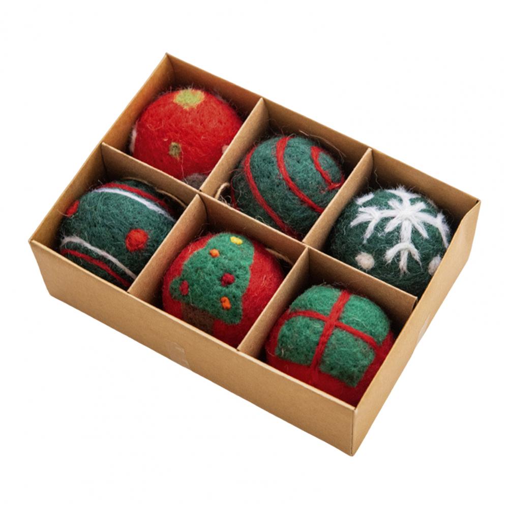 Felt Christmas Ball Ornament Set – 6-Piece Hanging Tree Pendants for Festive Home Décor, Holiday Parties, Xmas Decorations & Seasonal Celebration Displays