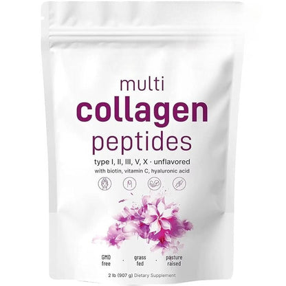 Multi Collagen Peptides Powder – Hydrolyzed Protein Blend with Types I, II, III, V and X for Convenient Daily Collagen Supplementation