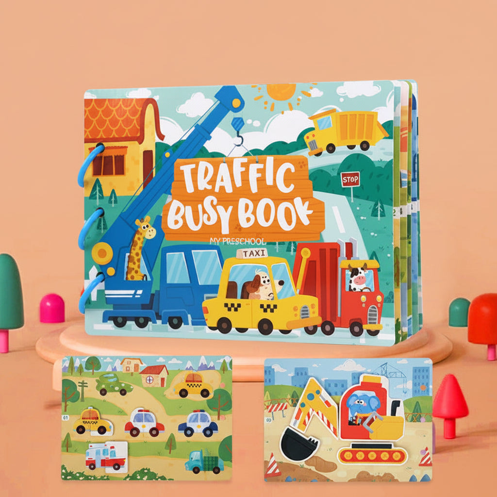 Montessori Quiet Busy Book - Early Learning Activity Binder for Toddlers with Matching Games and Skill Building