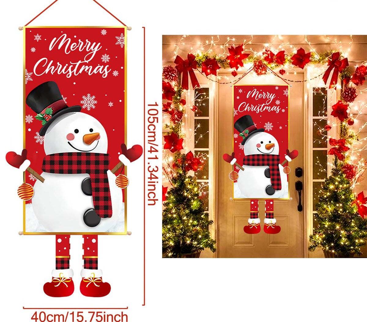 Christmas Hanging Flag Banner -Festive Doorway Decoration for Home, Vibrant Xmas Ornament for Navidad, New Year Celebrations and Winter Holiday Styling