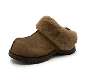 Women's Plush Platform Slippers – 2026 Autumn Winter Flannel Closed Toe Shoes with Warm Lining, Non Slip Sole and Retro Style