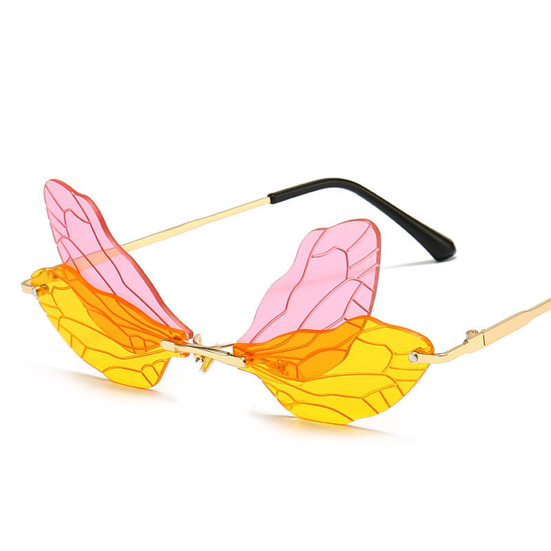 Trendy Dragonfly Wing Glasses – Unique Fashion Party Eyewear with Artistic Transparent Wings for Bold, Creative Style Lovers