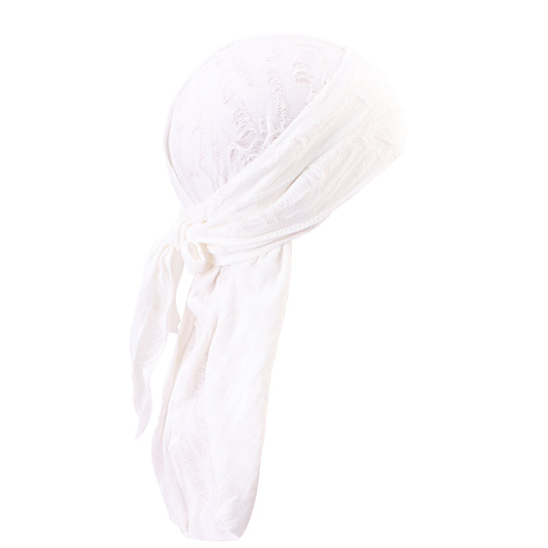 Vintage Hole Cotton Durag Headband – Long-Tail Pirate Style Bandana for Hip Hop Fashion, Cycling, and Trendy Urban Headwear