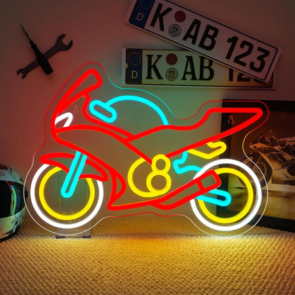 Motorcycle Neon Sign – USB LED Wall Light and Business Signage for Garages, Game Rooms and Bedrooms, Perfect for Biker-Themed Decor