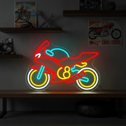 Motorcycle Neon Sign – USB LED Wall Light and Business Signage for Garages, Game Rooms and Bedrooms, Perfect for Biker-Themed Decor