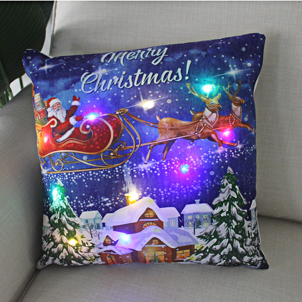 LED Christmas Pillowcase Cover – 45cm Luminous Cushion Cover with Holiday Patterns, Perfect New Year Home Decorations for Festive Ambiance