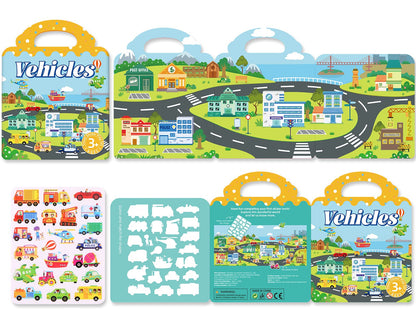 Reusable Sticker Activity Book - Montessori Travel Toy with Multi-Themed Bubble Stickers for Creative Learning