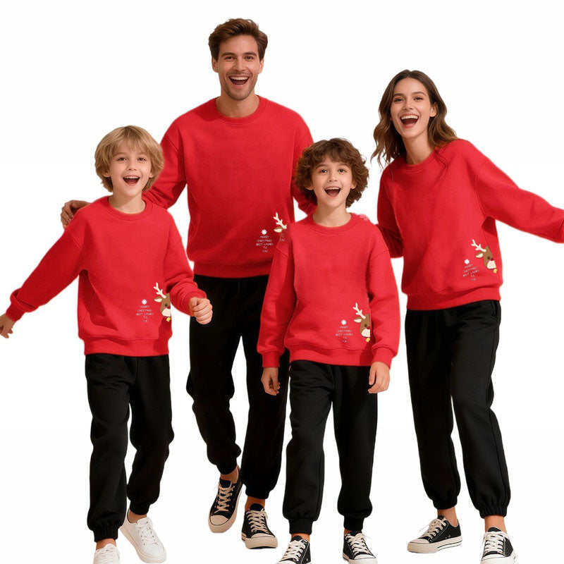 Family Matching Christmas Sweatshirts – Mickey & Minnie Cotton Holiday Apparel for Parents and Children, Comfortable Festive Winter Wear