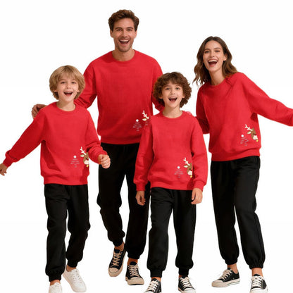 Family Matching Christmas Sweatshirts – Mickey & Minnie Cotton Holiday Apparel for Parents and Children, Comfortable Festive Winter Wear