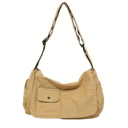 Casual Canvas Messenger Bag – Versatile Large-Capacity Flip Shoulder Book Bag for Students, Adjustable Unisex Crossbody Bag for School & Daily Use