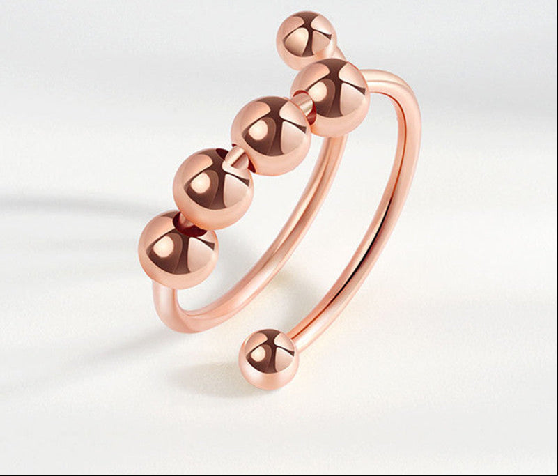 Micro-Motion Rotating Bead Ring – Round Bead Jewelry with Playful Spinning Detail for Stylish Everyday Wear, Stress Relief and Unique Gifting