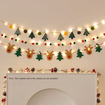 LED Christmas DIY Hanging Banner Lights – Handmade String Flag with Holiday Pendants for Home Backgrounds, Parties & Merry Xmas Décor