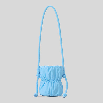 Fashion Ruched Puffer Bucket Bag – Designer Padded Women’s Shoulder Bag, Casual Nylon Crossbody Purse for Daily Wear & Cute Phone Storage