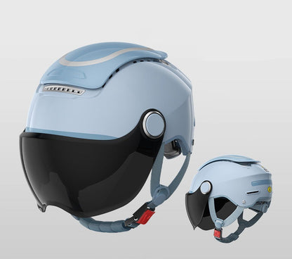 Electric Motorcycle Helmet – Dual-Lens Open Face Summer Scooter Helmet for Men & Women, Breathable Jet Style with Wind Protection