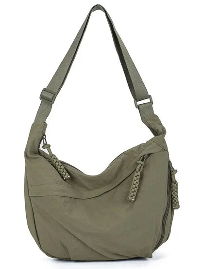 Trendy Soft Cloth Women’s Shoulder Bag – Solid Color Casual Hobo Handbag with Large Capacity, Lightweight Crossbody Style for Students, Daily Use & Travel
