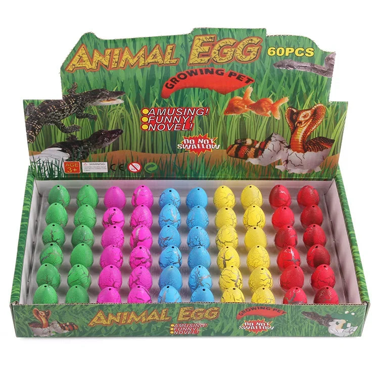 Magic Growing Dinosaur Eggs Set - Water Hatching Educational Surprise Toys for Kids with 60 Colorful Dinosaur Eggs