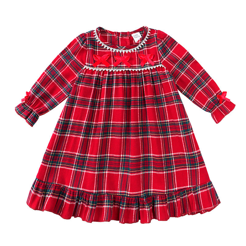 Kids Tales Christmas Pajama Set – Classic Red Velvet and Plaid Family Matching Outfits for Toddlers, Boys, and Girls Holiday Clothing