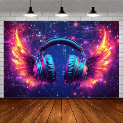 Neon Angel Wings Tapestry – 3D UV-Reactive Luminous Wall Decor for Gaming Rooms, Bedrooms and Living Spaces with Striking Glow Effects