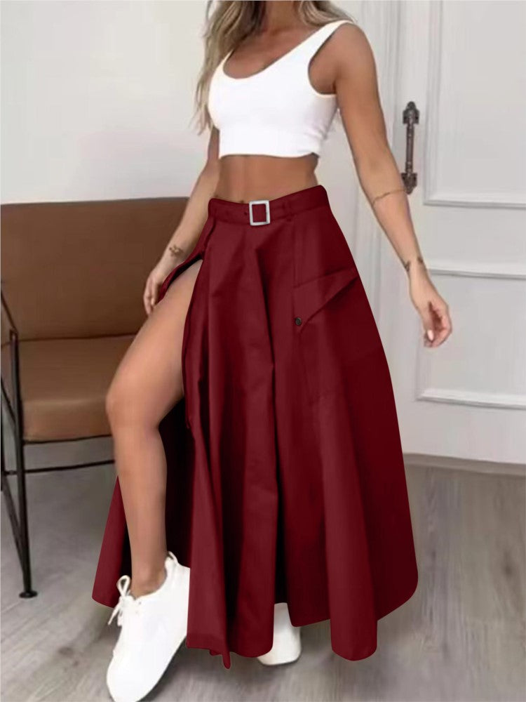 Women's Fashion High Waist Maxi Skirt Set – Casual Women’s Two Piece Outfit with Tank Top and Slit Skirt, Summer Streetwear Fashion