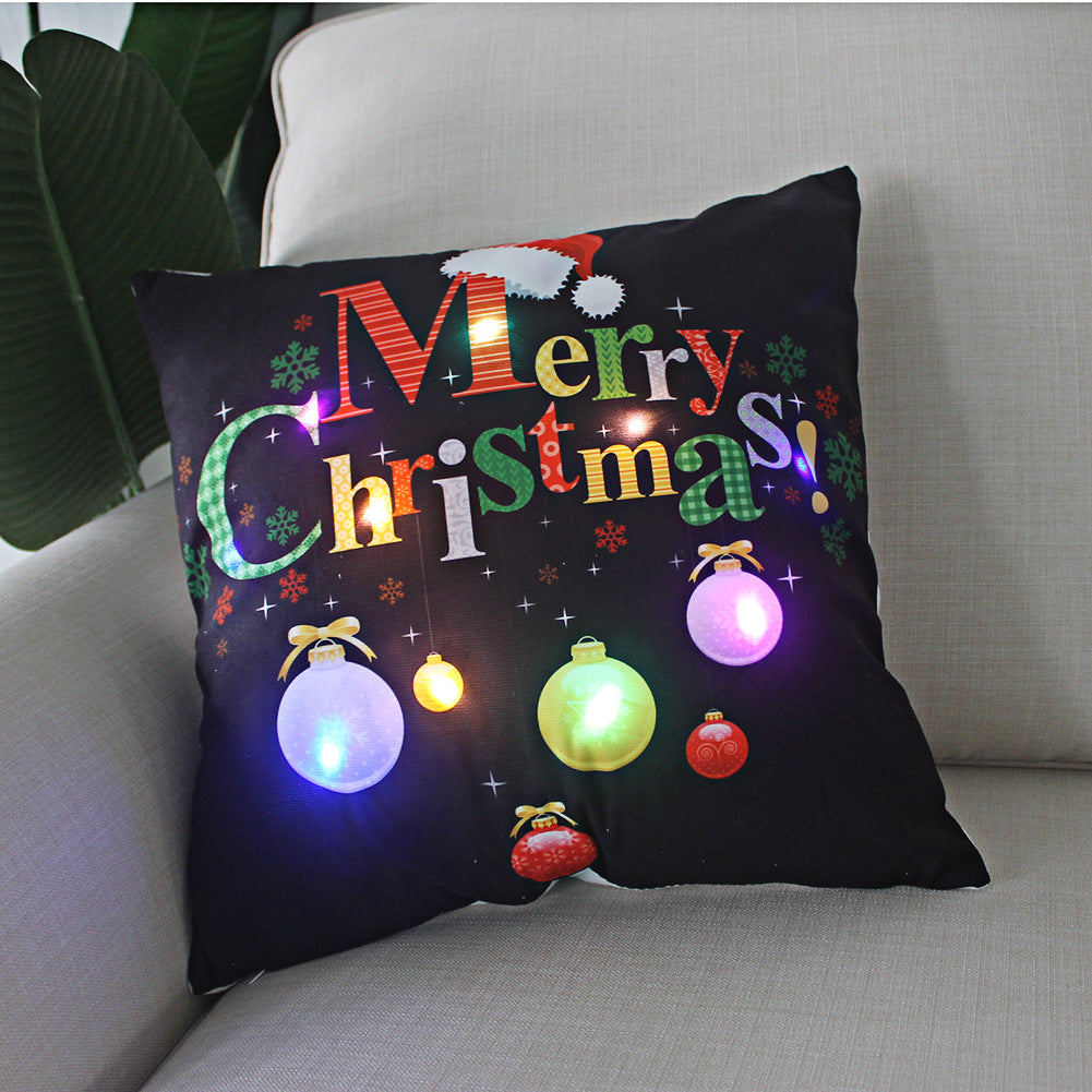 LED Christmas Pillowcase Cover – 45cm Luminous Cushion Cover with Holiday Patterns, Perfect New Year Home Decorations for Festive Ambiance