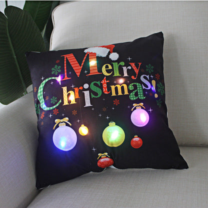LED Christmas Pillowcase Cover – 45cm Luminous Cushion Cover with Holiday Patterns, Perfect New Year Home Decorations for Festive Ambiance