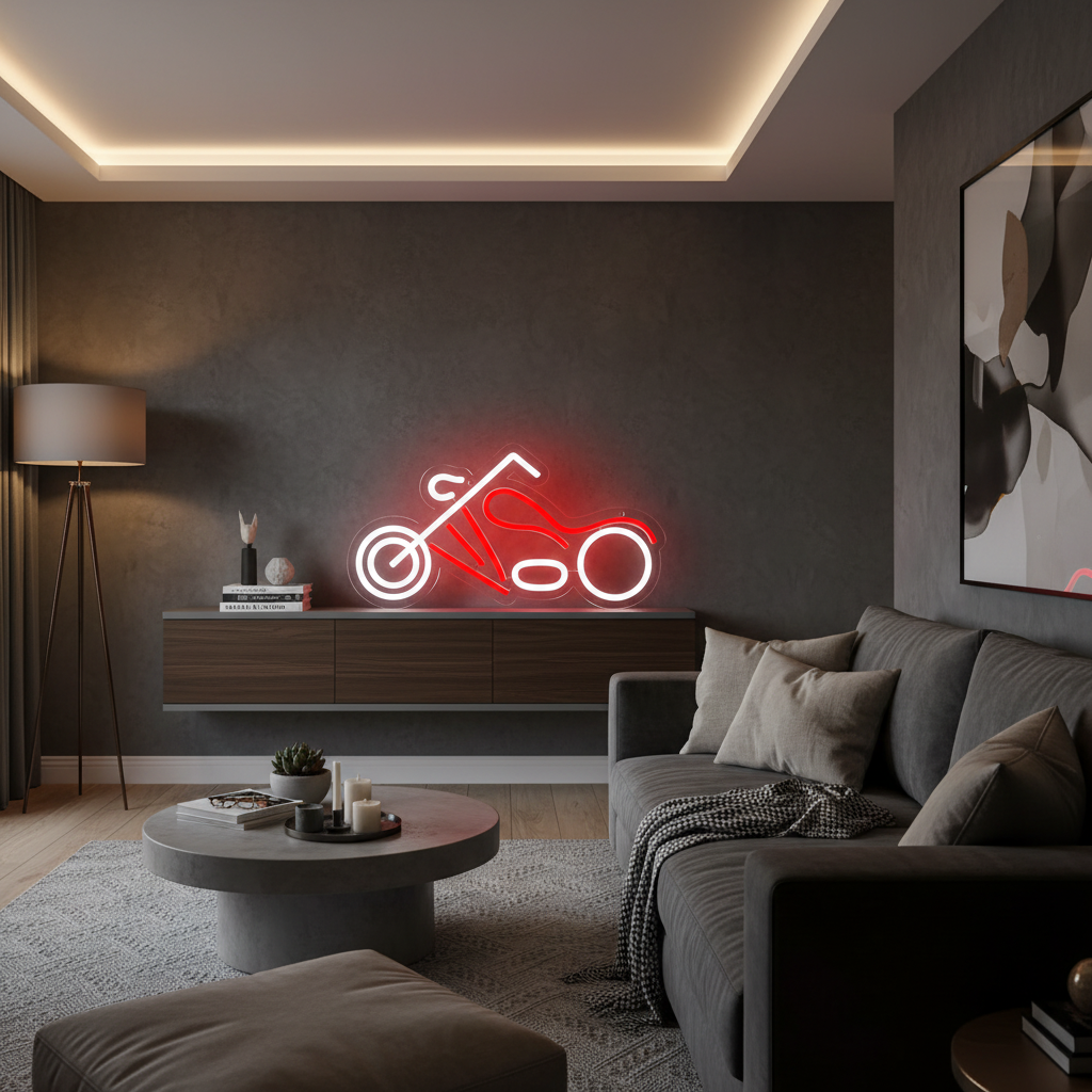Motorcycle Neon Sign – USB LED Wall Light and Business Signage for Garages, Game Rooms and Bedrooms, Perfect for Biker-Themed Decor