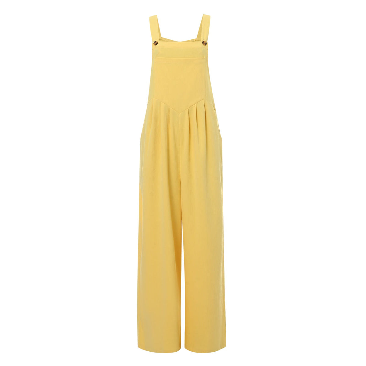 Women’s Loose Fit Jumpsuit – Trendy Solid Color Wide-Leg Suspender Overalls with Buttons & Pockets for Casual Streetwear Fashion