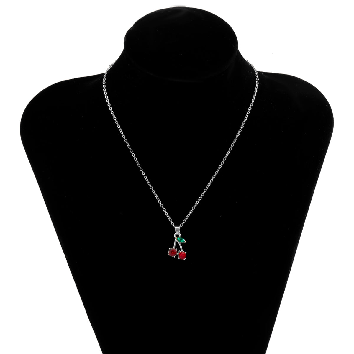 Red Cherry Pendant Necklace – Sweet Romantic Gold Tone Clavicle Chain Jewelry for Women and Girls, Fashionable Gift for Parties and Dates
