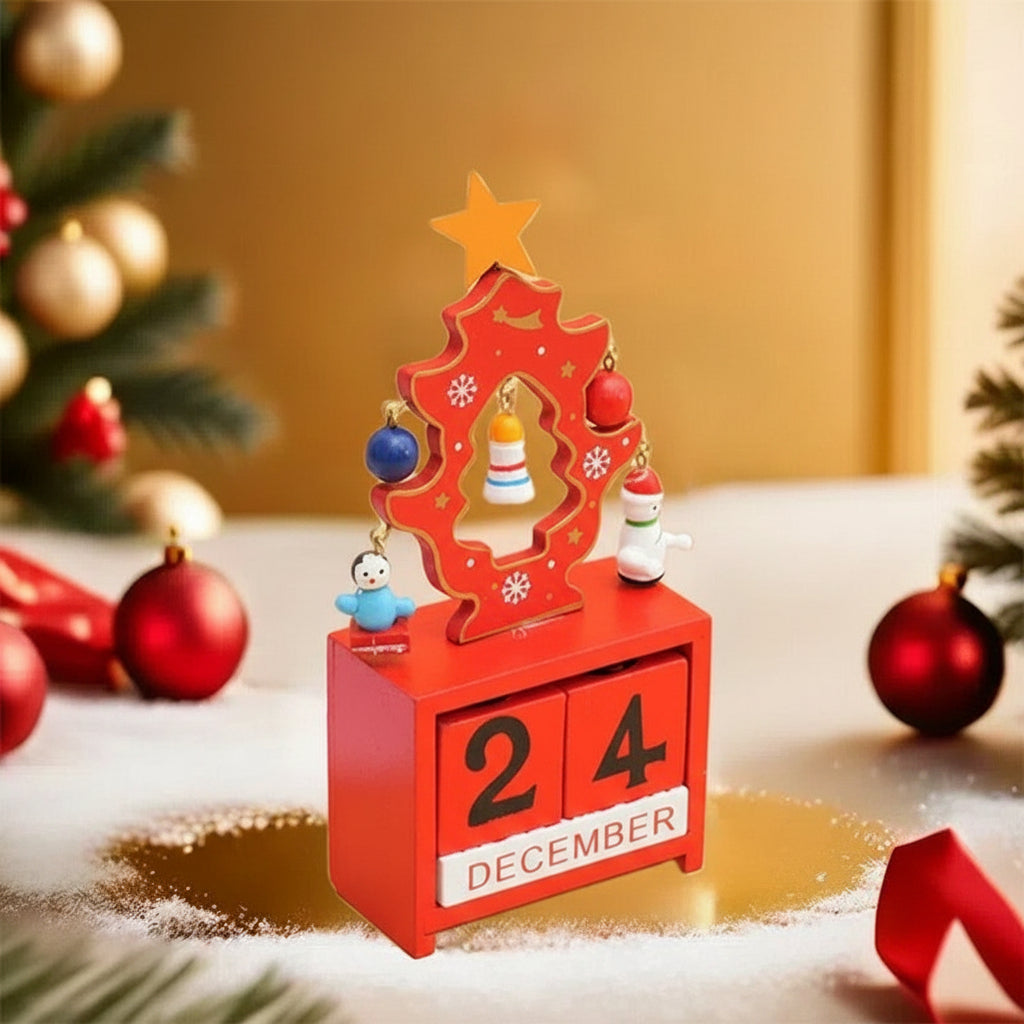 Wooden Christmas Tree Advent Calendar – Cute Desktop Countdown Ornament for Kids, Holiday Parties, Christmas Eve Gifts, and Family Festive Decorations