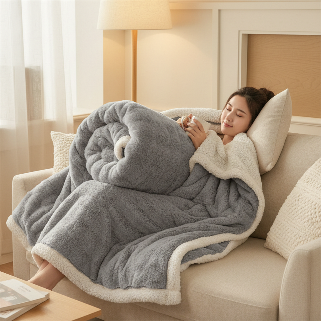 Luxury Faux Rabbit Fur Blanket – Thick Double Layer Plush Winter Bed and Sofa Throw for Cozy Warmth, Soft Comfort and Elegance
