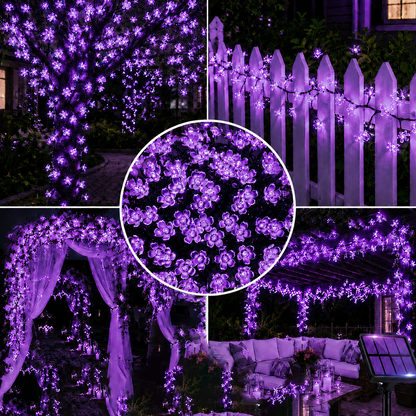 Cherry Blossom Solar String Lights – Romantic Outdoor Fairy Lighting for Gardens, Patios, Balconies, Weddings, Parties and Warm Decorative Ambience